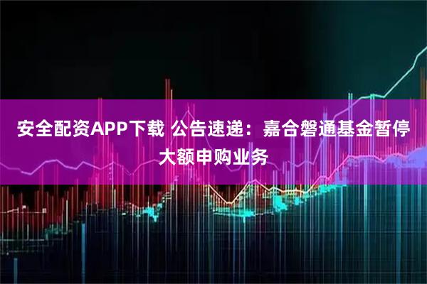 安全配资APP下载 公告速递：嘉合磐通基金暂停大额申购业务