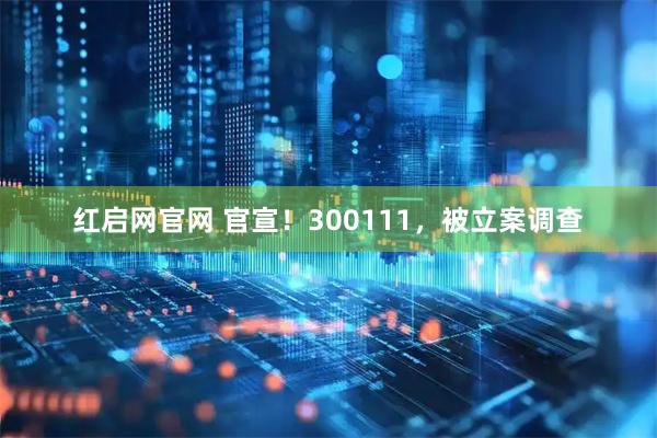 红启网官网 官宣！300111，被立案调查