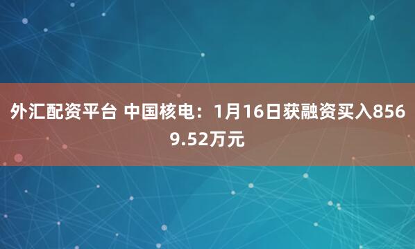 外汇配资平台 中国核电：1月16日获融资买入8569.52万元